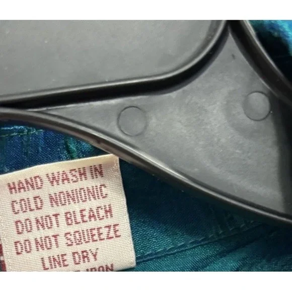 VTG ANU by Natural Silk Jacket XL Teal Blue Iridescent Shantung Top Art To Wear - Picture 11 of 11